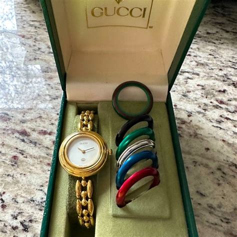 vintage gucci interchangeable bezel watch|gucci vintage watch changeable bezel.